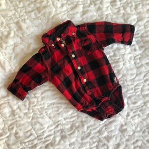Osh Kosh Buffalo Plaid flannel onesie